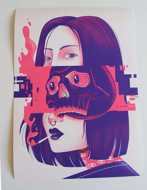 Glitch poster on a wall